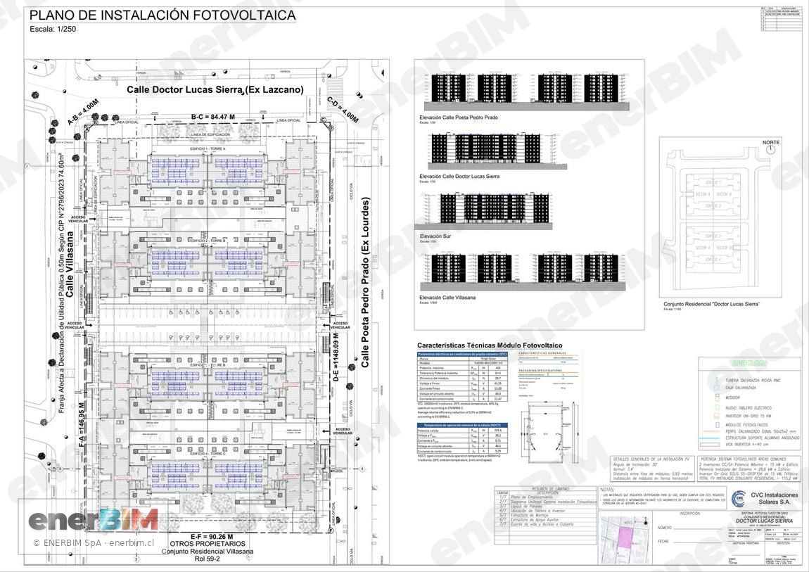 Planimetría de layout de paneles fotovoltaicos