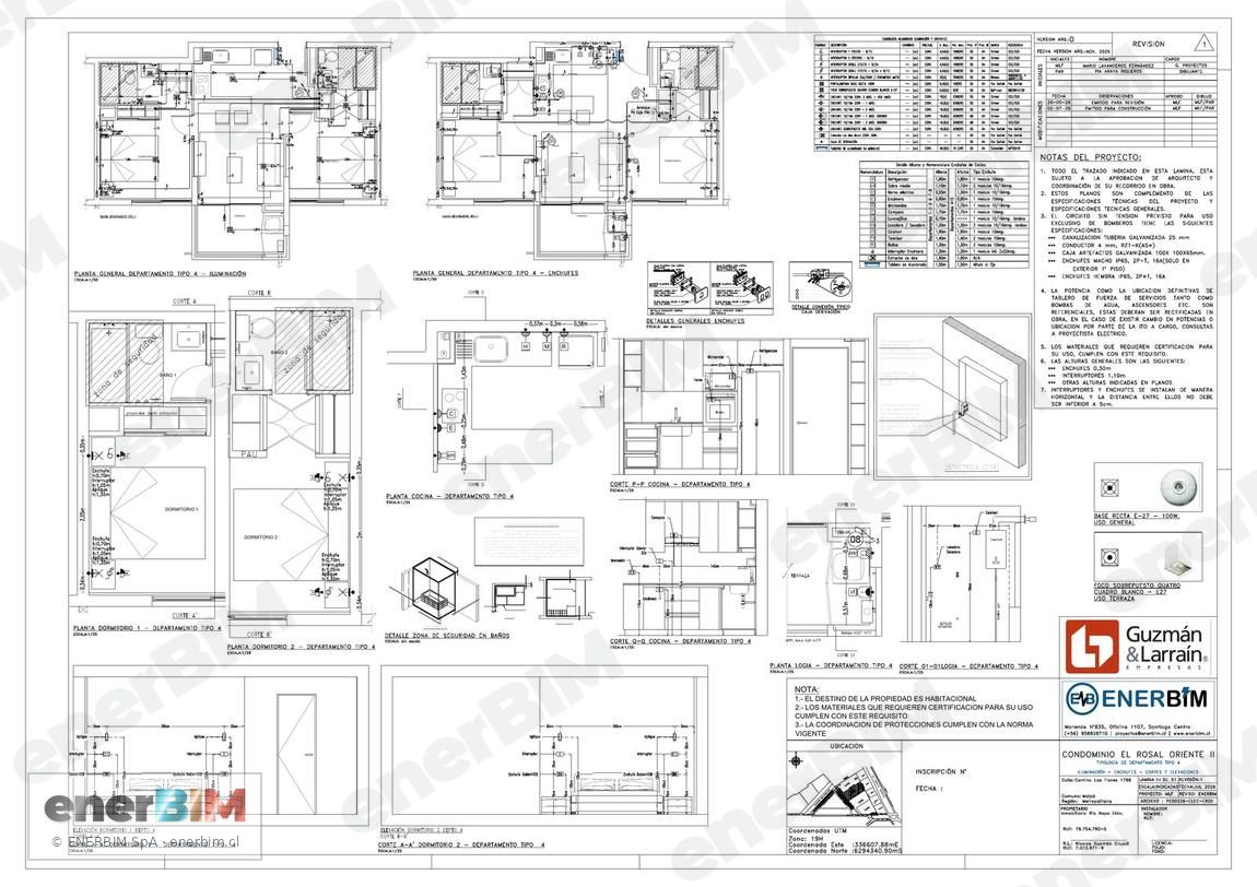 Tipología de departamento — planta de alumbrado y enchufes